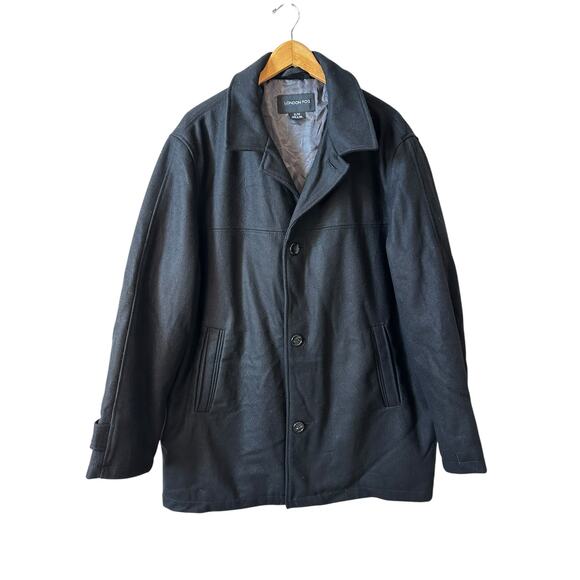 London Fog Men’s Wool Blend 3 Button Coat Jacket Black Size XL Single Breasted - Picture 1 of 9